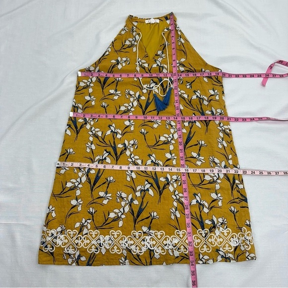 THML Women’s size Medium Mustard Yellow Floral Sleeveless Embroidered Dress - Picture 11 of 12